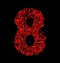 Number 8 red artistic fiber mesh style isolated on black