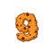 Number 9 cookies font. Oatmeal biscuit alphabet symbol nine. Foo