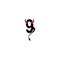 Number 9 with devil`s horns and tail icon logo design vector