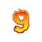 Number 9 fire. Flames Font nine. Tattoo alphabet character. fiery sign ABC