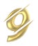 number 9 golden edge sliced text isolated - 3d rendering