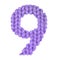 Number 9 nine alphabet, color purple
