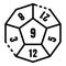 Number dice icon, outline style