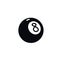 Number eight billiard ball icon. Vector. Illustration of a magic ball. Cartoon sign, symbol