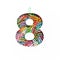 Number eight of colorful rainbow paperclips, white cut paper sheet. Eighth numeral. Typeface