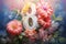 Number eight with flowers. 8 Years Old. Eighth Birthday Celebration. Girls party. Girl celebrates. Special event