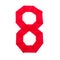 Number eight made from red scotch tape on a white background