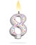 Number eight shaped lit birthday candle