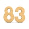 Number eighty three on white background. Isolated 3D illustration