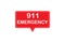 Number emergency 911 in red vector pointer icon isolated on white background .