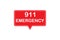 Number emergency 911 in red vector pointer icon isolated on white background