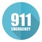 Number emergency 911 vector icon, flat design blue round web button isolated on white background