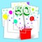 Number Fifty Surprise Box Displays Creative Celebration Or Colourful Party