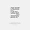 Number five. Labyrinth vector logo template. Line art rebus, con