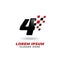 Number four 4 racing icon symbol design. racing number logo design