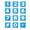 Number icon set square blue