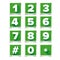 Number icon set square green