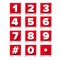 Number icon set square red