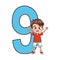 Number nine with happy boy icon, colorful design