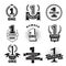 Number one. Badges or banners award or business achievements vector monochrome set