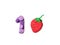 Number one plasticine, strawberry dough, cute pattern clay, colorful count math, white background