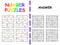 Number puzzles childish set colorful vector illustration