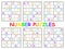 Number puzzles funny sudoku set vector illustration