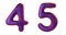 Number set 4, 5 made of realistic 3d render purple color. Collection of natural snake skin texture style symbol