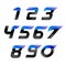 Number set logo blue and black color with fast speed lines.