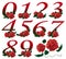 Number set red floral illustration