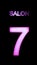 Number seven 7 and salon marquee signs in pink led light on a black background