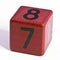 Number seven and eight written on a red wooden cube of a calendar date