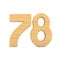 Number seventy eight on white background. Isolated 3D illustration
