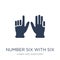 Number six with six fingers icon. Trendy flat vector Number six
