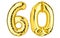 Number Sixty 60 balloons. Helium balloon. 60 years. Golden Yellow foil color. Birthday Party, greeting card, Sale