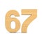 Number sixty seven on white background. Isolated 3D illustration