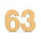 Number sixty three on white background. Isolated 3D illustration