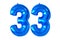 Number thirty three of blue helium balloons