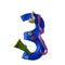 Number three, 3. Party Font. Handmade with plasticine or clay.