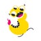 Number Three Cute Yellow Monster, Funny Fantasy Creature Character, 3 Numeral, Mathematics, Learning Material for Kids