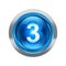 Number three icon blue with