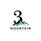 Number Three Mountain Logo. Explore Mountain Advanture Symbol Company Logo Template Element