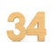 Number thrity four on white background. Isolated 3D illustration