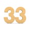 Number thrity three on white background. Isolated 3D illustration
