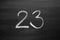 number twenty three enumeration written with a chalk