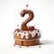 Number Two Cake With Oliver Wetter Style On White Background