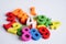 Number wood block cubes for learning Mathematic, education math concept