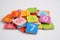 Number wood block cubes for learning Mathematic, education math concept