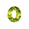 Number zero made of green grape berries and paper cut null shape  on white. Natural fresh typeface
