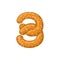 Number3 pretzel. snack font three symbol. Food alphabet sign. Tr